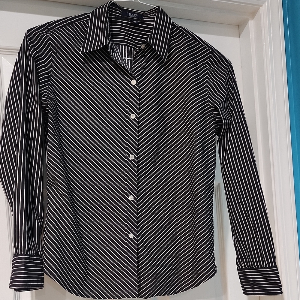 Chaps Black and White Button Down Shirt